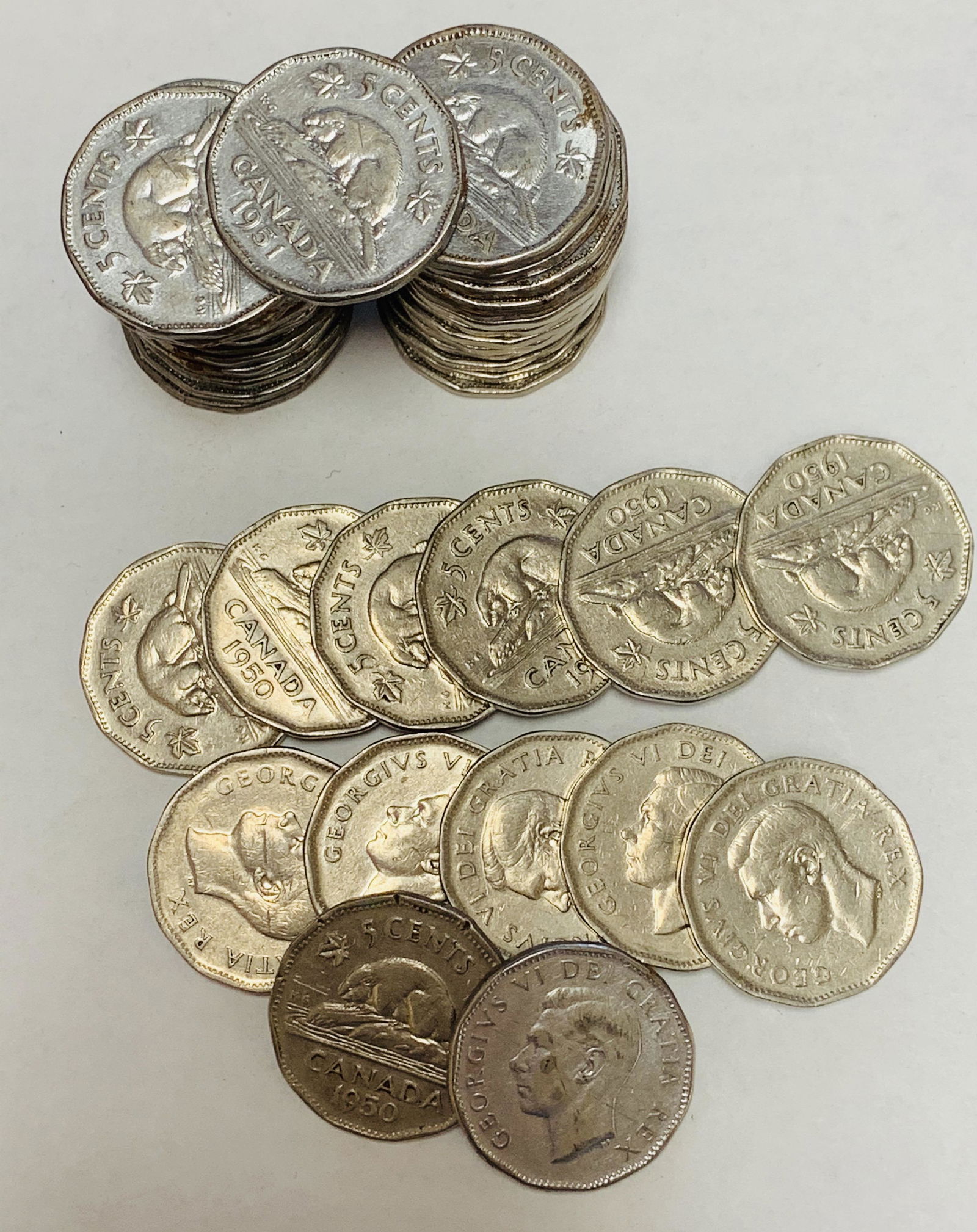 1950 &1951 Canada Nickels Roll of 40 coins various (1 of 3)