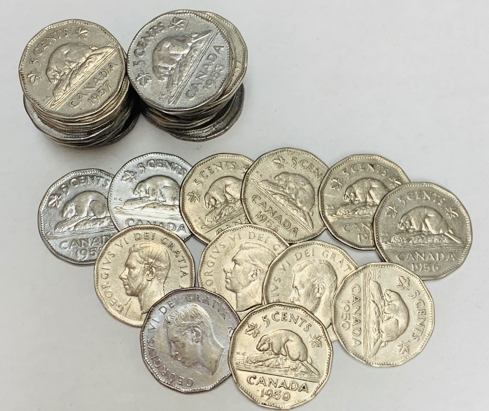 1950\\'s Canada Nickels Roll of 40 coins various (1 of 3)