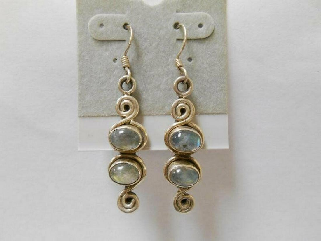 Sterling Dangle Hook Earrings w/ Moonstones (1 of 3)