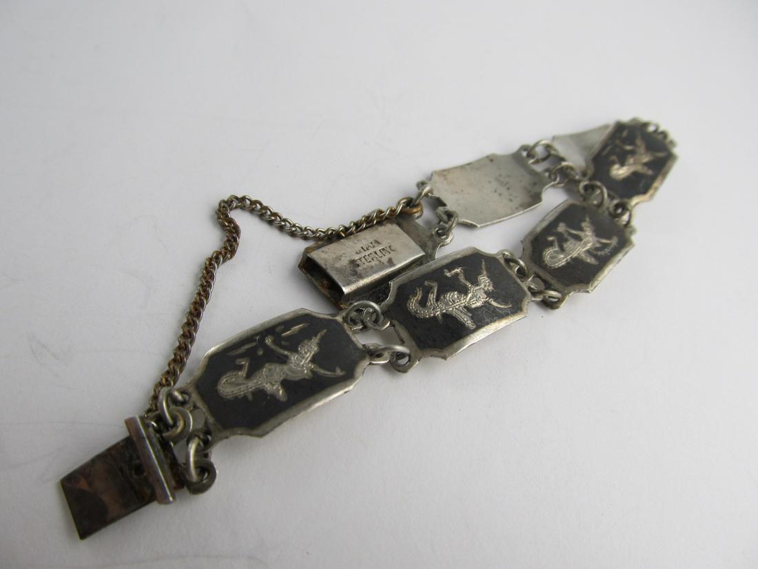SIAM 925 STERLING SILVER FINE BRACELET NIELLO (1 of 6)