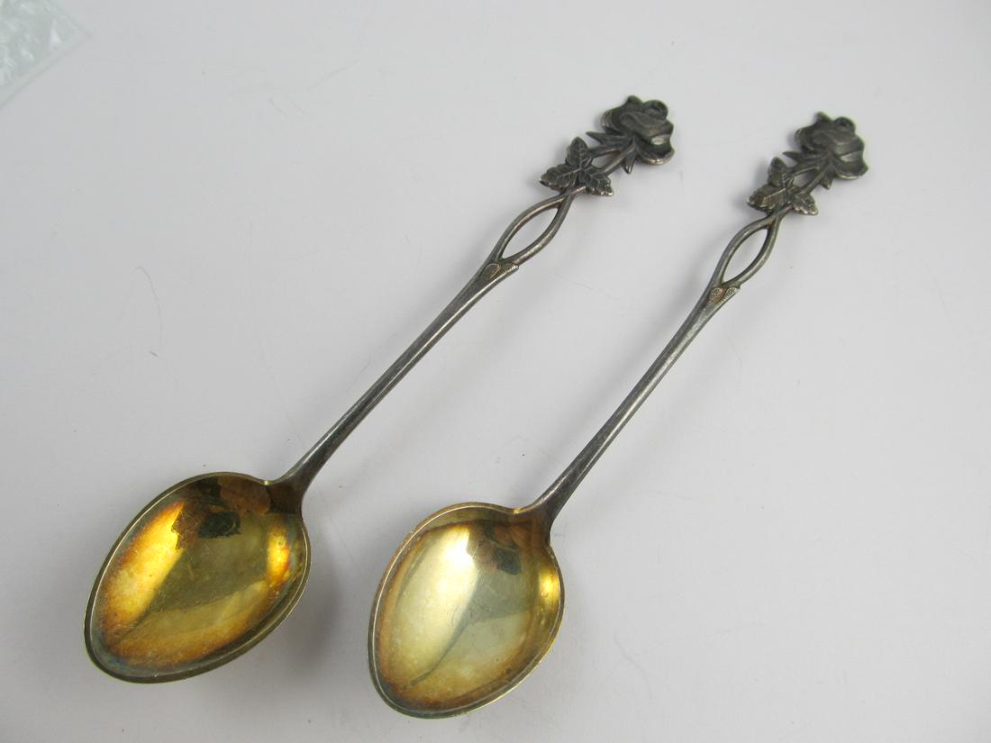 FINLAND 813H SILVER ROSE THEME 2 DEMITASSE SPOONS 4 3/4 (1 of 7)