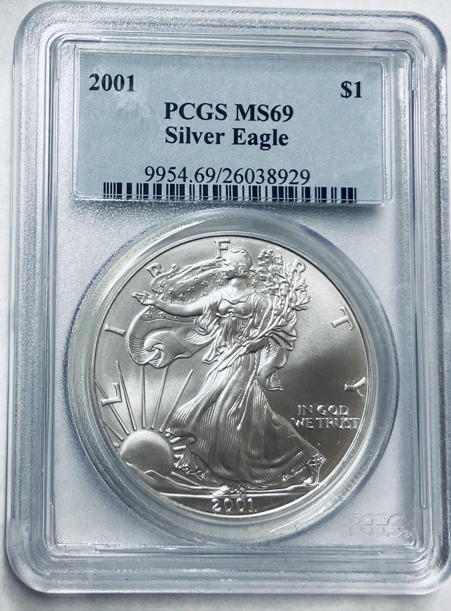 2001 $1 American Silver Eagle 1 oz. Fine Silver PCGS (1 of 4)
