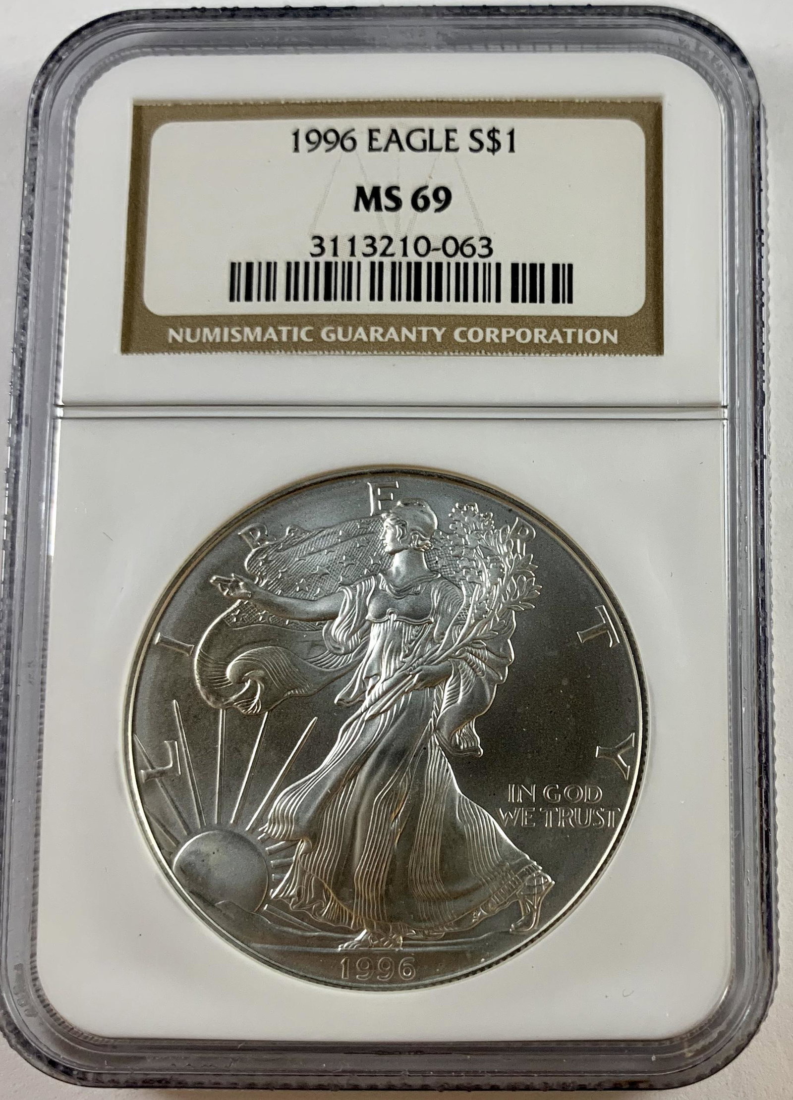 1996 $1 American Silver Eagle NGC MS69 Brown Label (1 of 2)