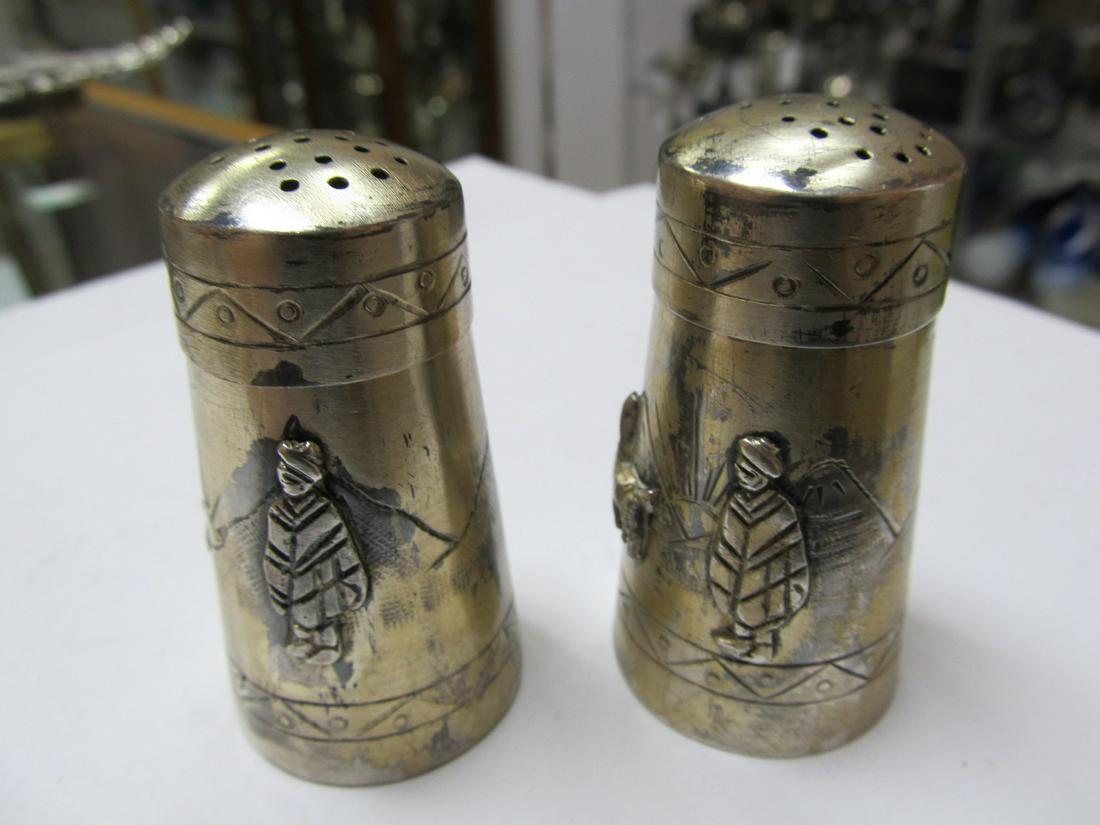 JVG PERU LLAMA NATIVES STERLING SILVER PAIR SALT PEPPER (1 of 6)