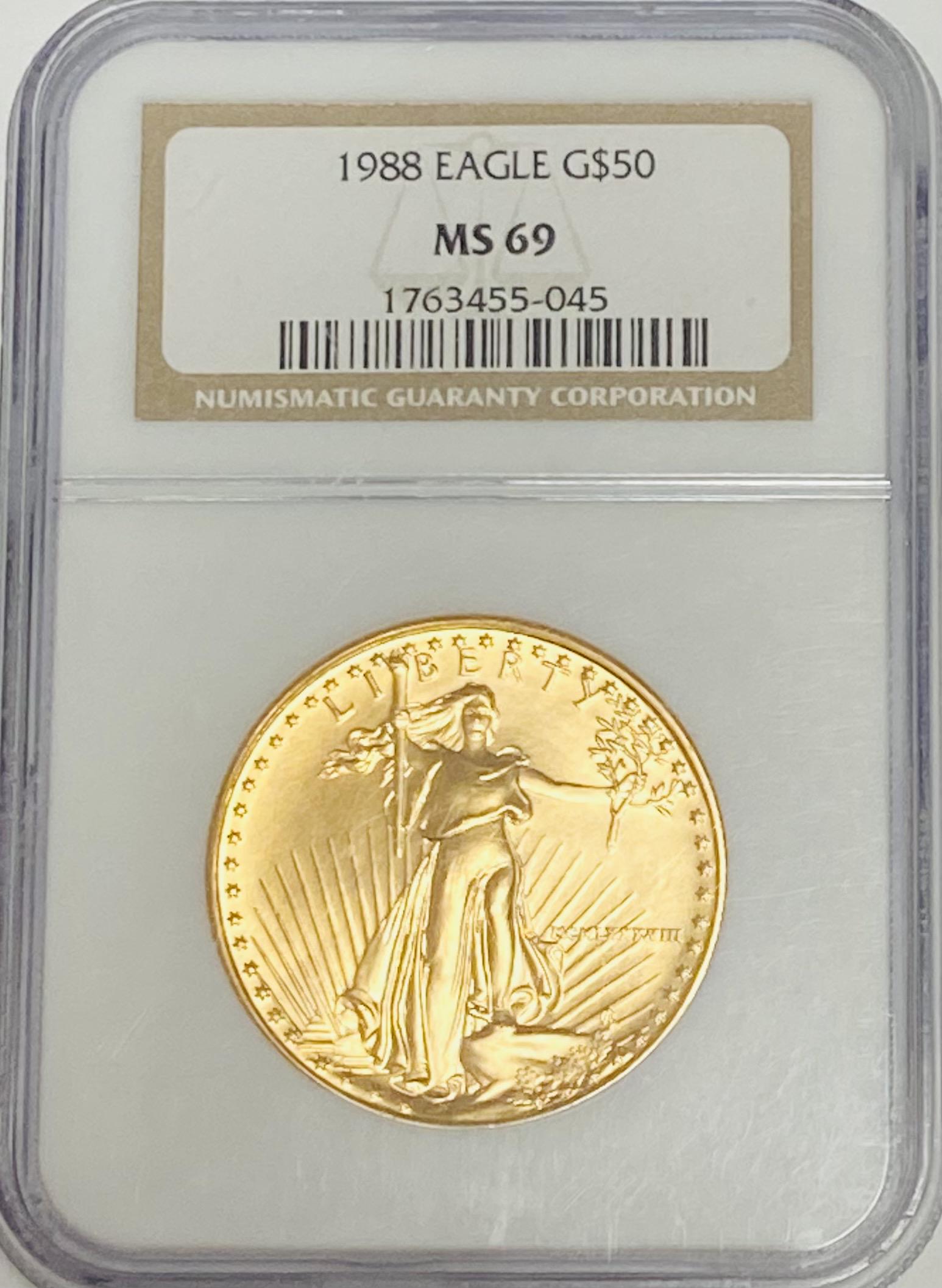 1988 $50 American Gold Eagle NGC MS69 1 oz Fine Gold (1 of 4)
