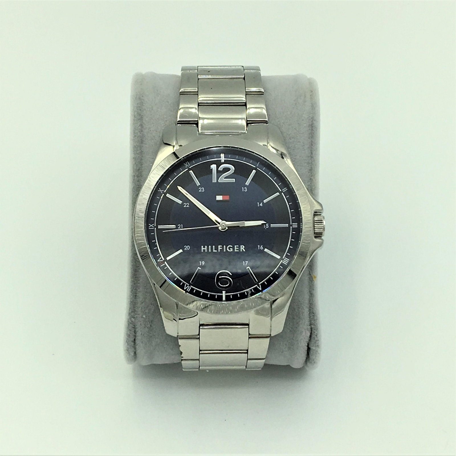 Armitron Stainless Steel Analog Bracelet Watch with: Armitron Stainless Steel Analog Bracelet Watch with Blue Dial Model 20/1767-69. Water Resistant 165 Feet, Japan Movement, No 2105 (3), Base Metal Bezel, Stainless Steel Back. Watch is in Very Good Con