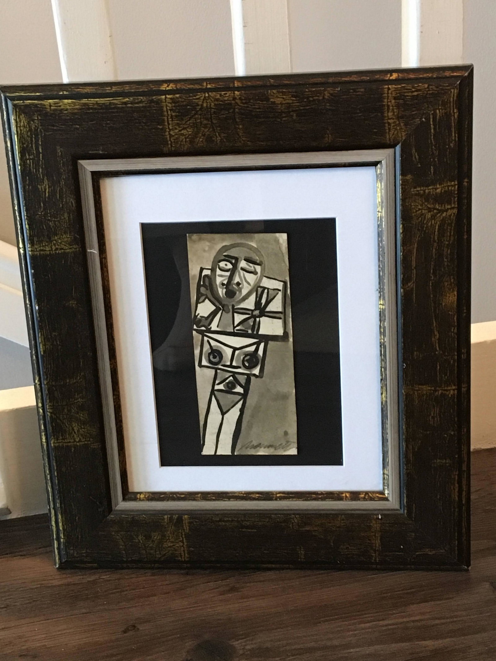 Italian School, 1920’s, Cubist Figure, Watercolor: Italian School, 1920’s, Cubist Figure, Watercolor on Paper, Signed, Image Size 6 3/4 x 3, Framed and Glazed 15 x 12 1/2 Inches.