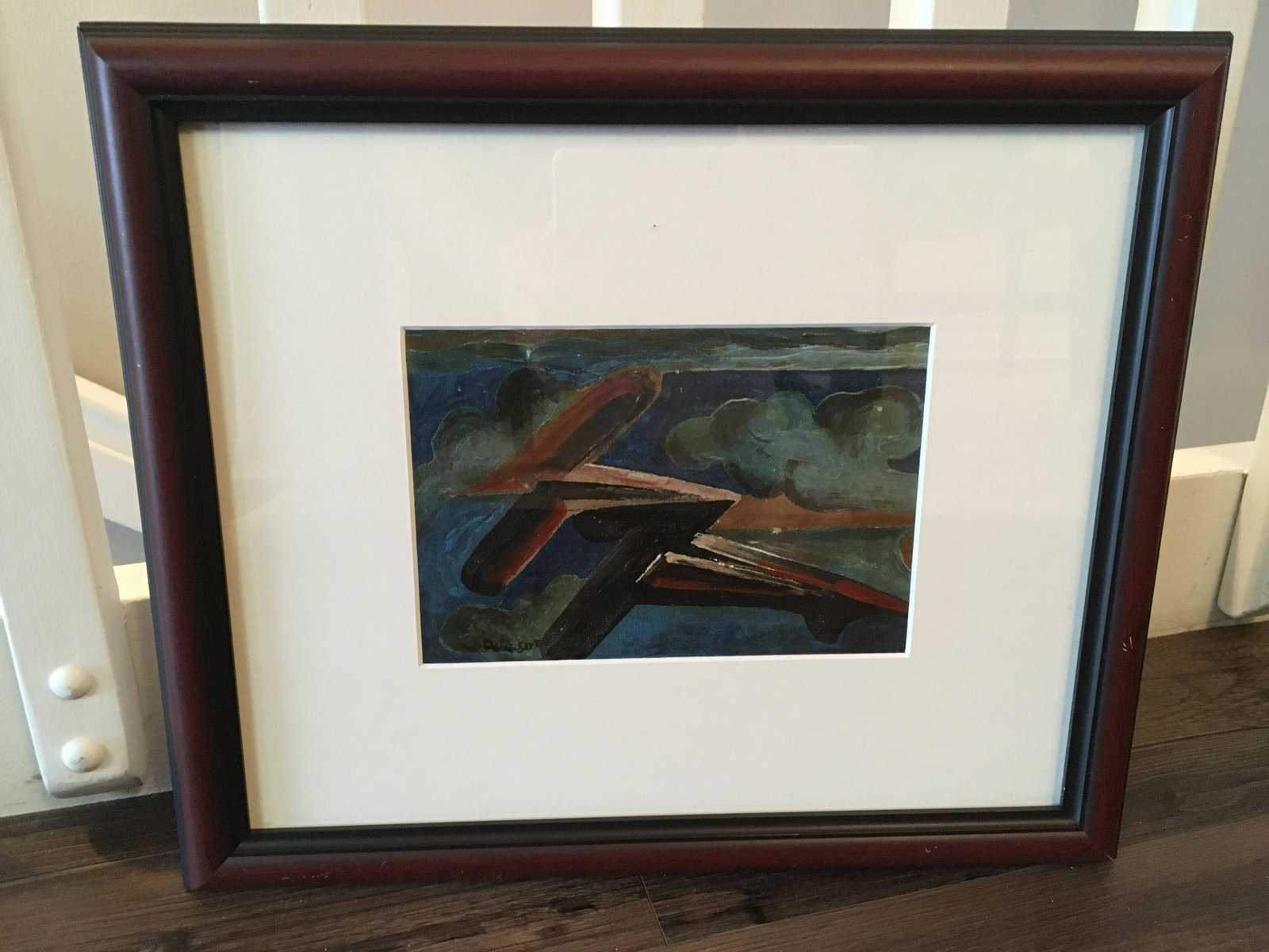 Italian Futurist School, Airplanes in Flight: Italian Futurist School, Airplanes in Flight, Oil on Canvas, Signed Delle Site, Image Size 5 1/2 x 8, Framed and Glazed 13 1/2 x 16 Inches.