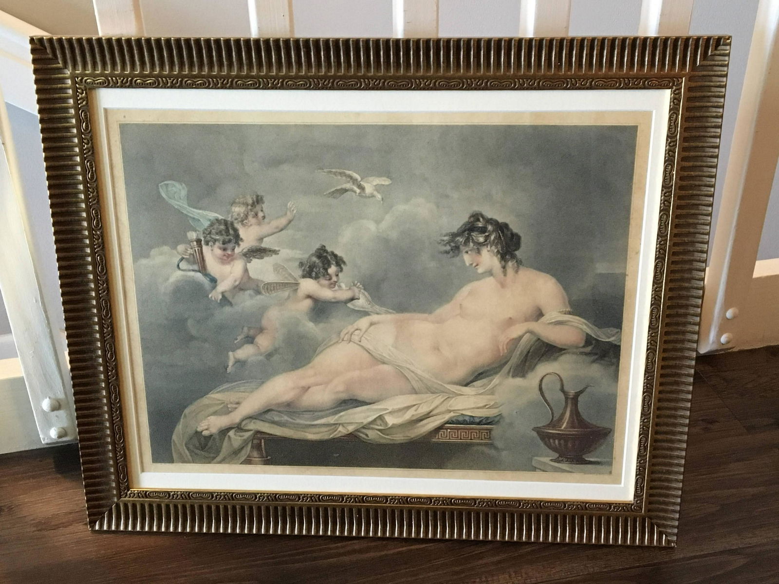 Francesco Bartolozzi (Italian 1728-1815), “Venus: Francesco Bartolozzi (Italian 1728-1815), “Venus and Cupids”, Hand Colored Etching, Image Size 14 1/4 x 18 1/2 Inches, Framed and Glazed 19 x 23 Inches