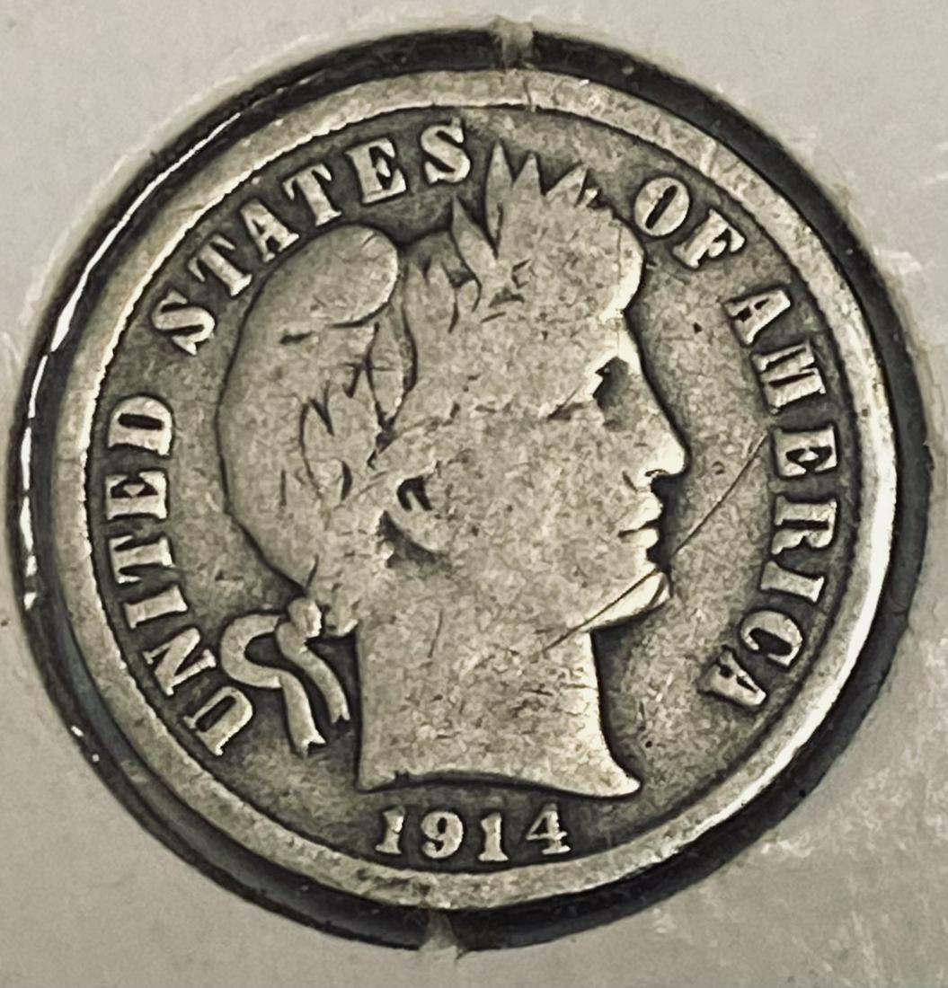 1914-D 10c Barber Dime 90% Silver VG-F (1 of 2)