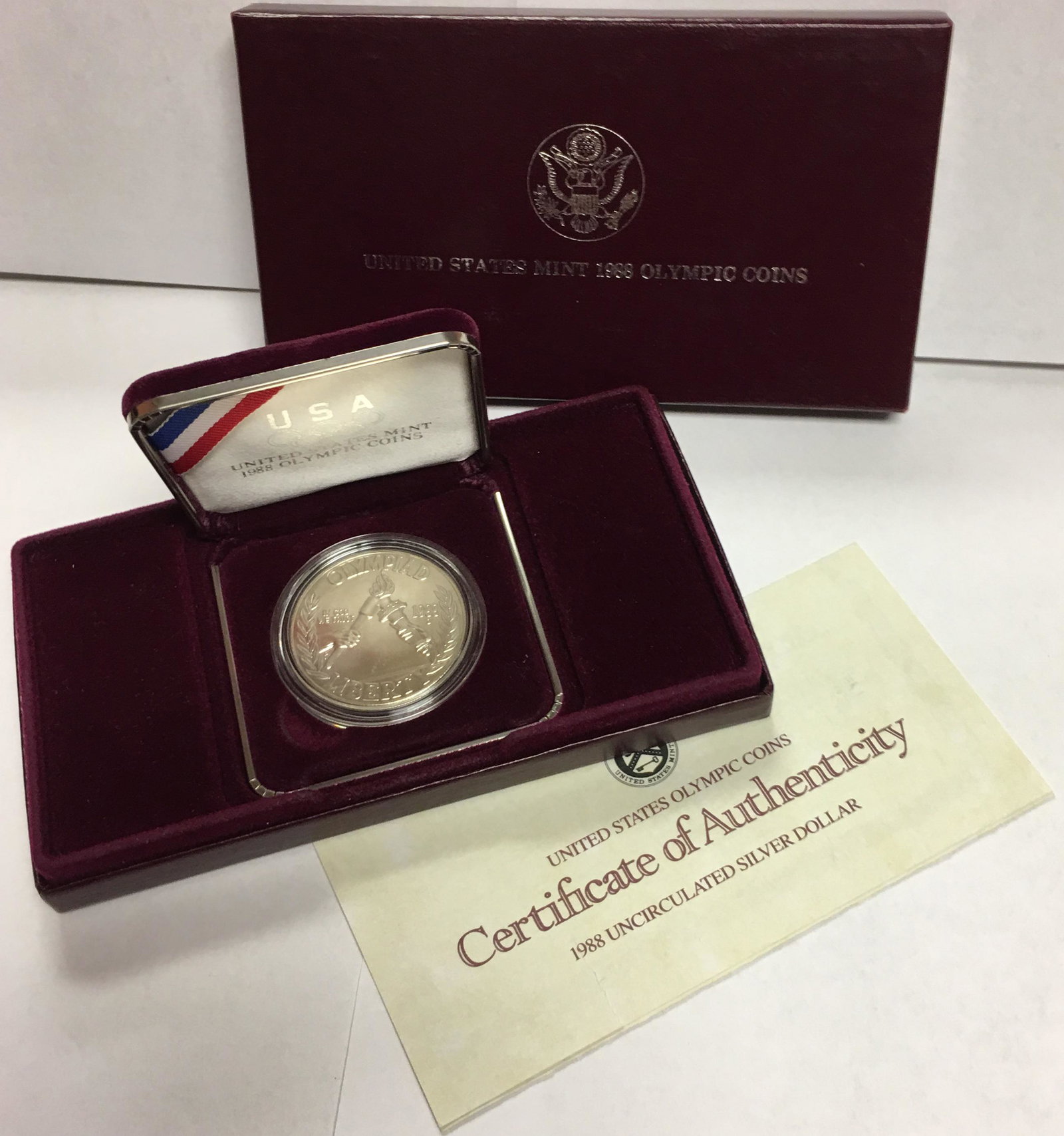 1988-D $1 Olympic Commemorative Silver Dollar in OGP BU (1 of 5)