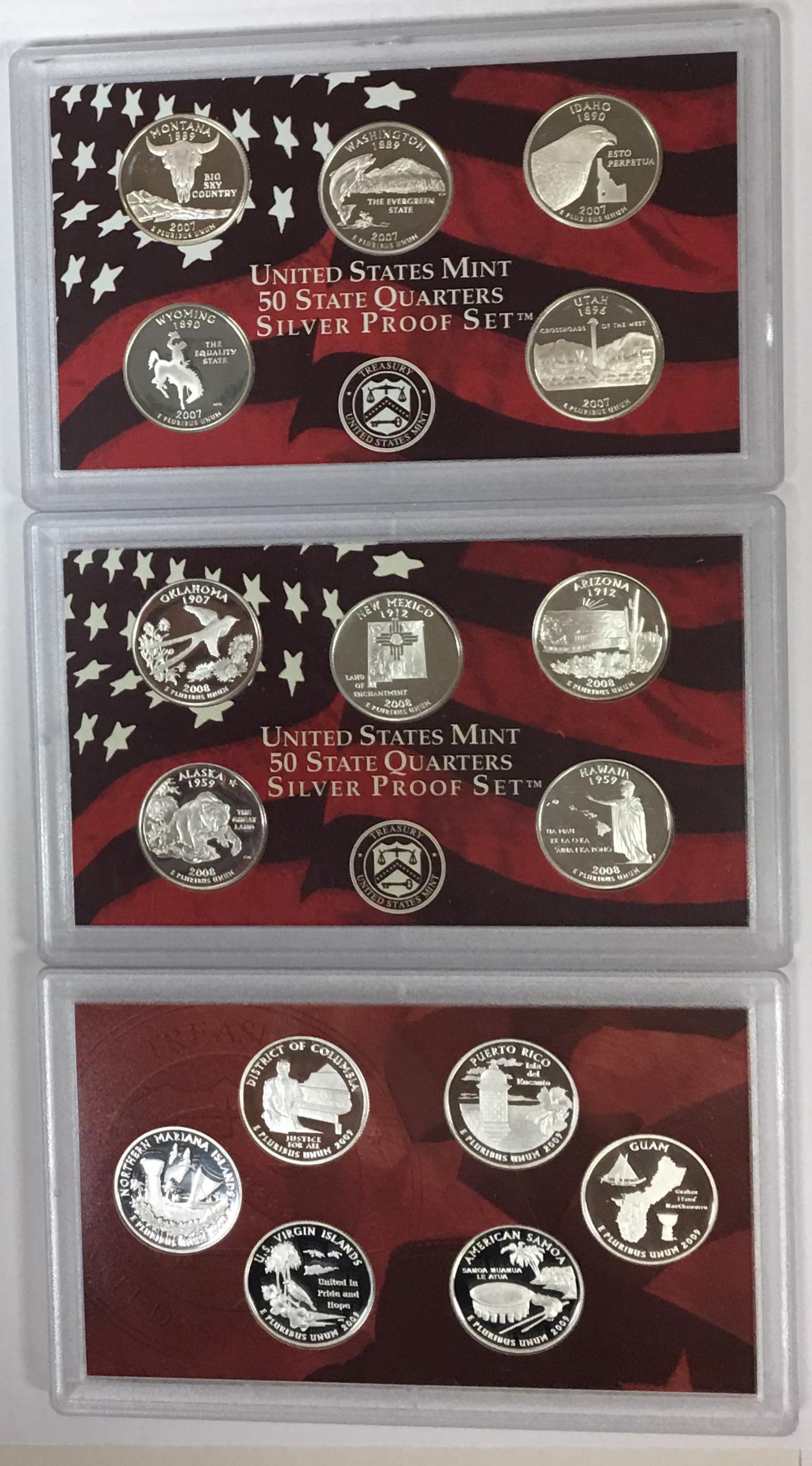 2007 - 2009 Silver Quarters Proof Sets without (1 of 2)