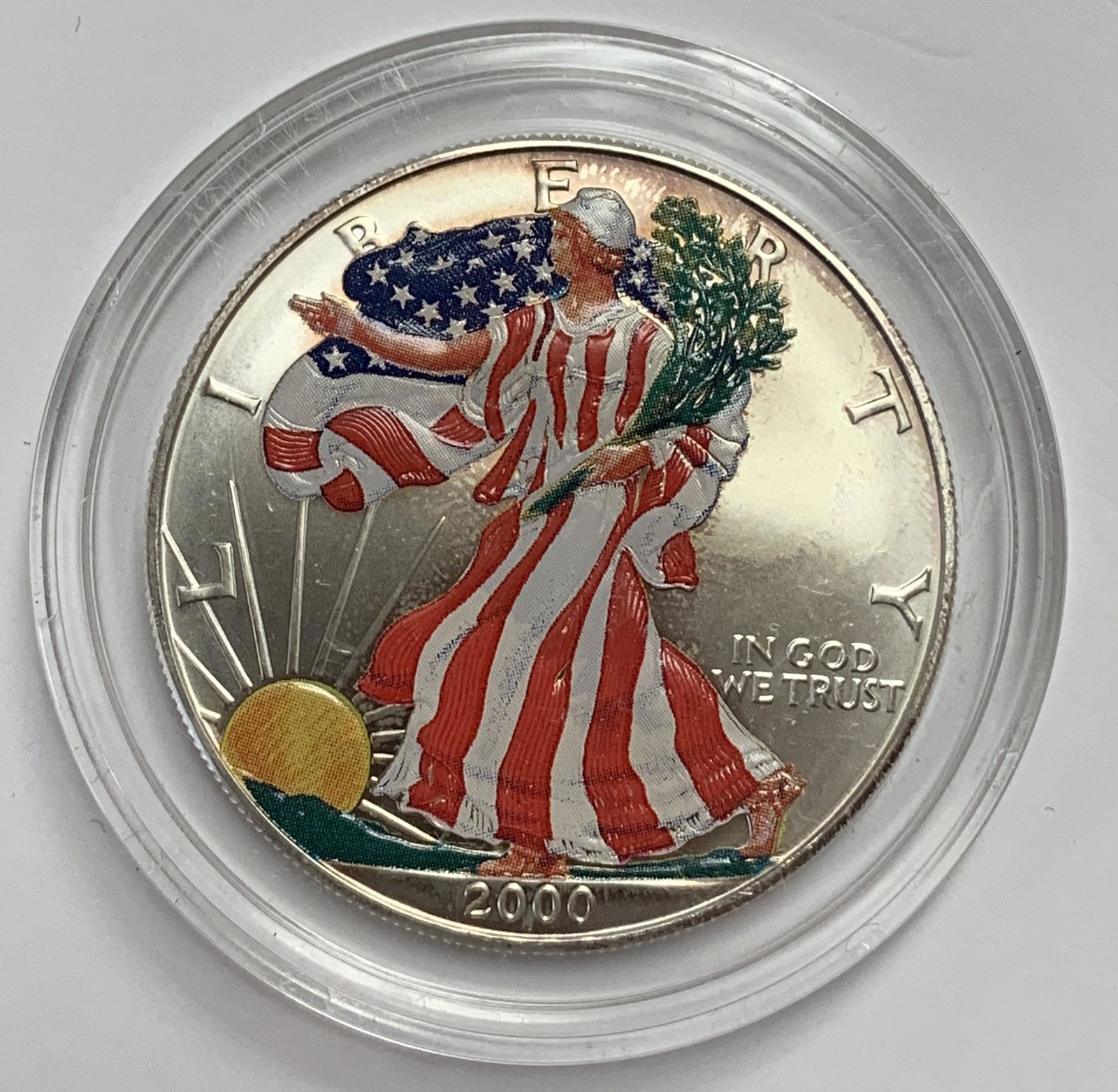 2000 $1 American Silver Eagle 1 oz Silver Colorized: 2000 $1 American Silver Eagle 1 oz Silver Colorized