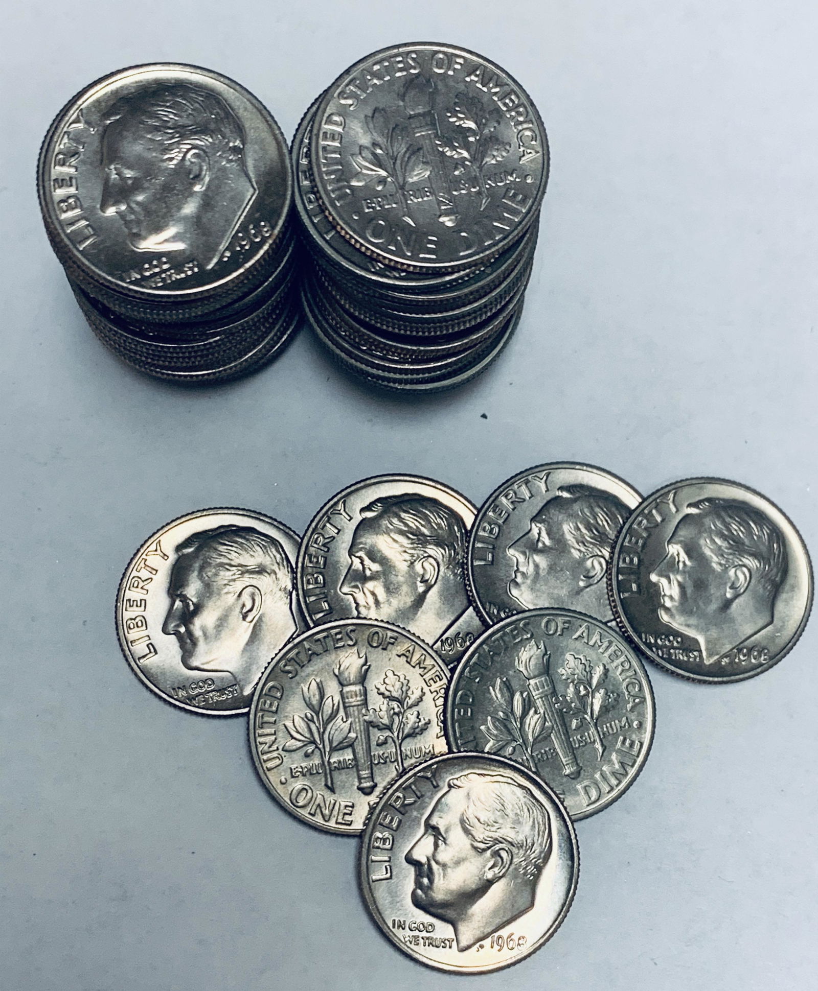 1968-P Roll of 50 Roosevelt Clad Dimes BU (1 of 4)