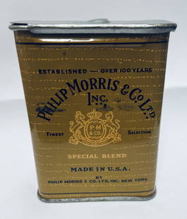 Vintage Philip Morris & Co. Special Blend Cigarettes /: Vintage Philip Morris & Co. Special Blend Cigarettes / Tobacco Tin Good Luck - Four Leaf Clover - Made in USA. Approx. size 3" x 2 1/4" x1"