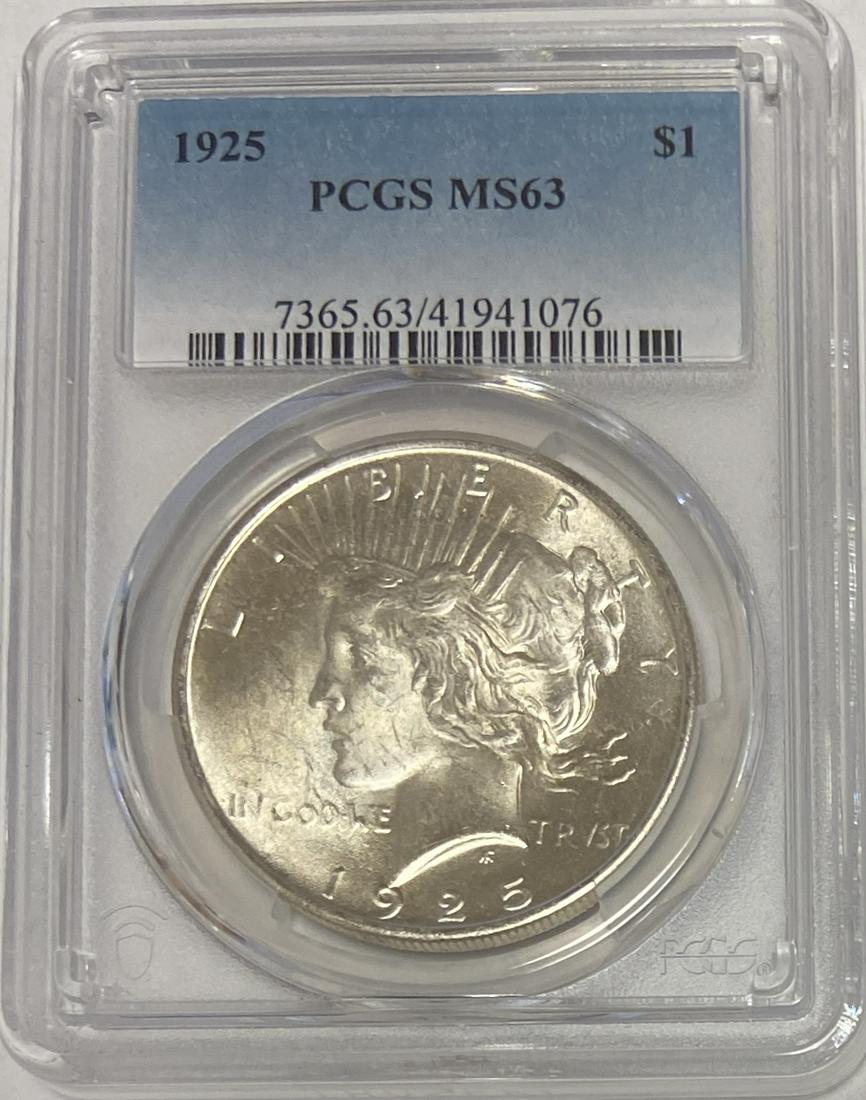 1925-P $1 Peace Silver Dollar PCGS MS63 (1 of 4)