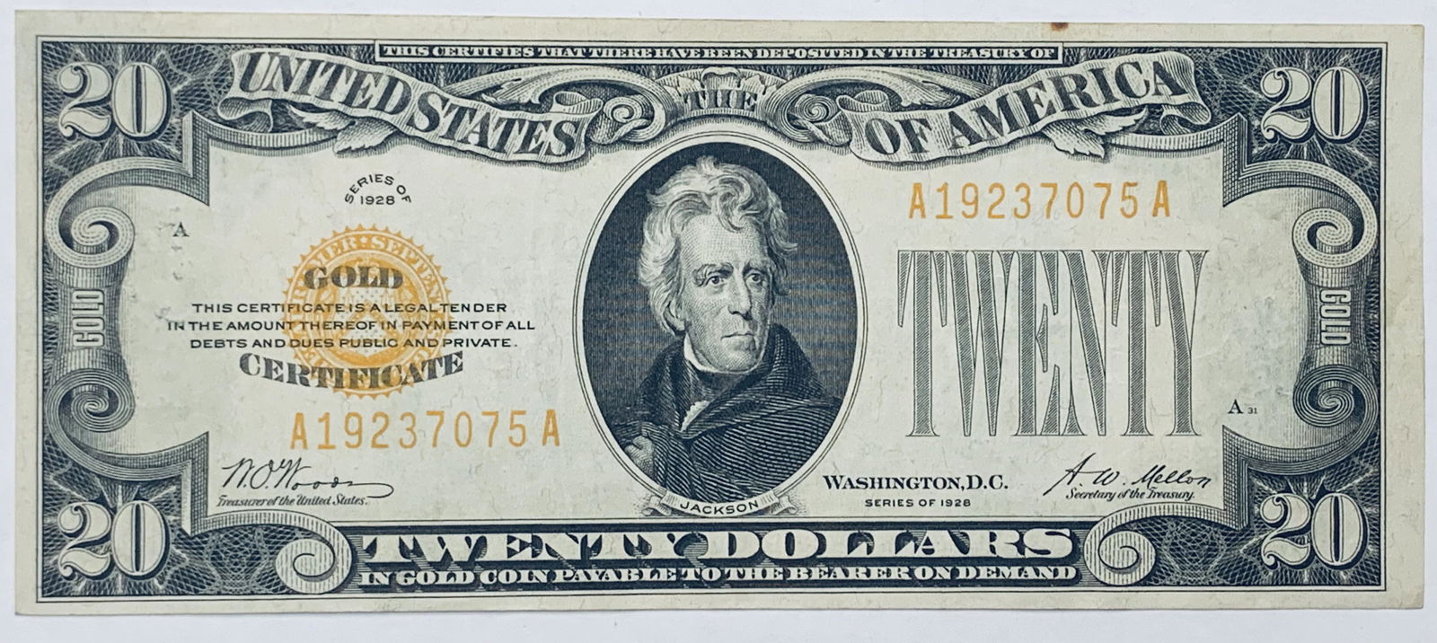 1928 $20 Gold Certificate FR #2402 Woods/Mellon (1 of 2)