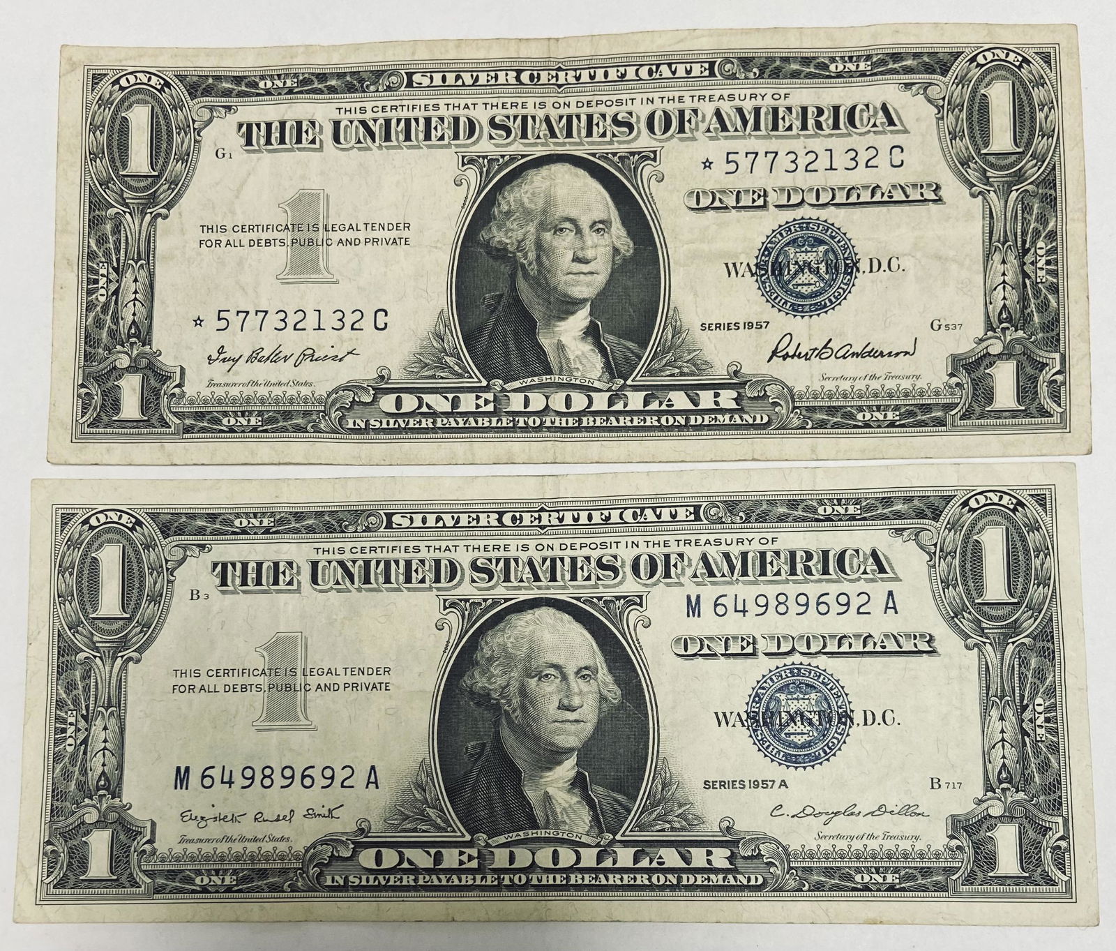 Lot of 2 - 1957 $1 Silver Certificate Circulated (1 of 2)