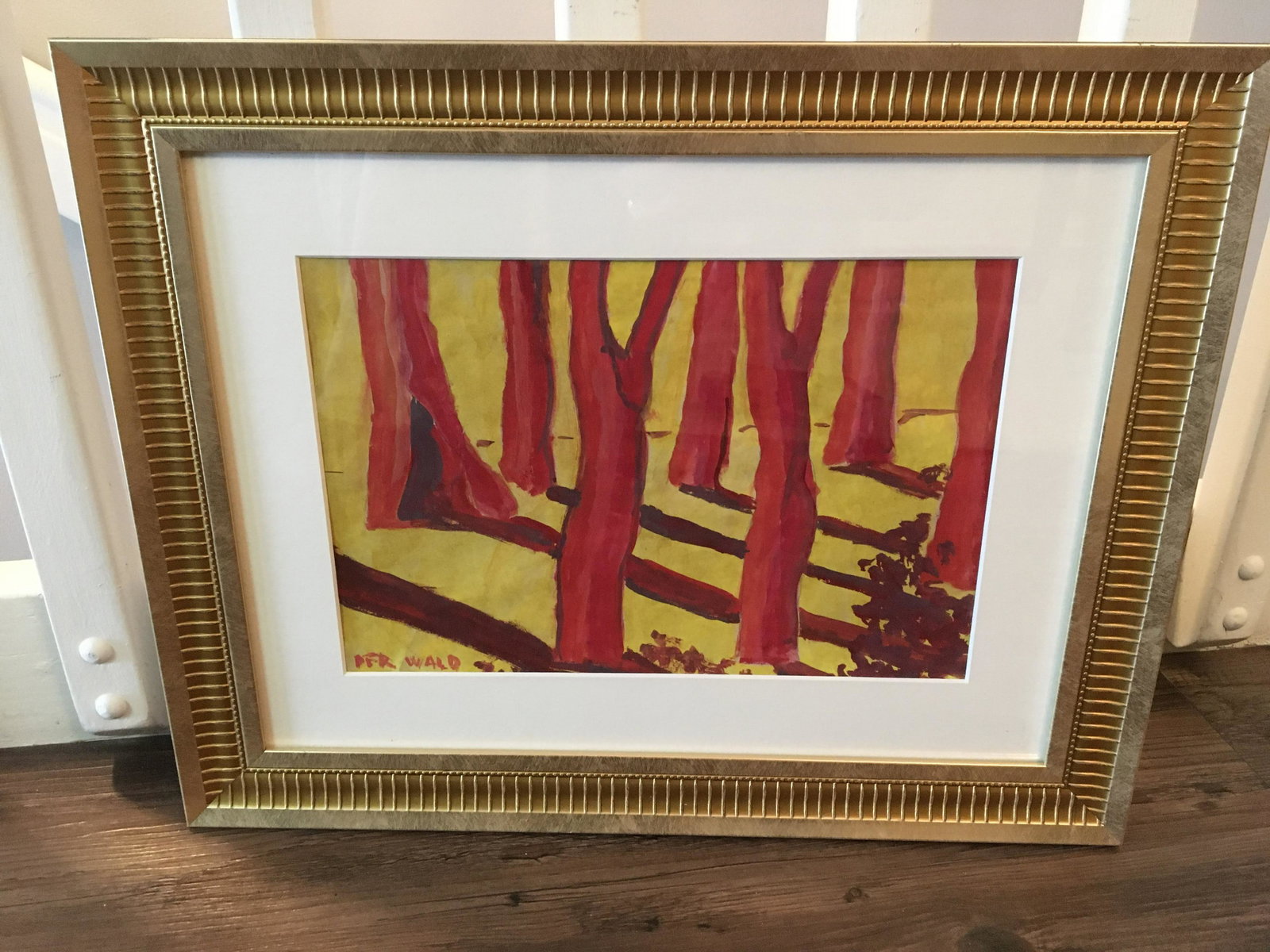 Dutch School, 20th Century, "Red Forest": Dutch School, 20th Century, "Red Forest", Gouache on Paper, Bears Signature, Measures 15 x 19 Inches.