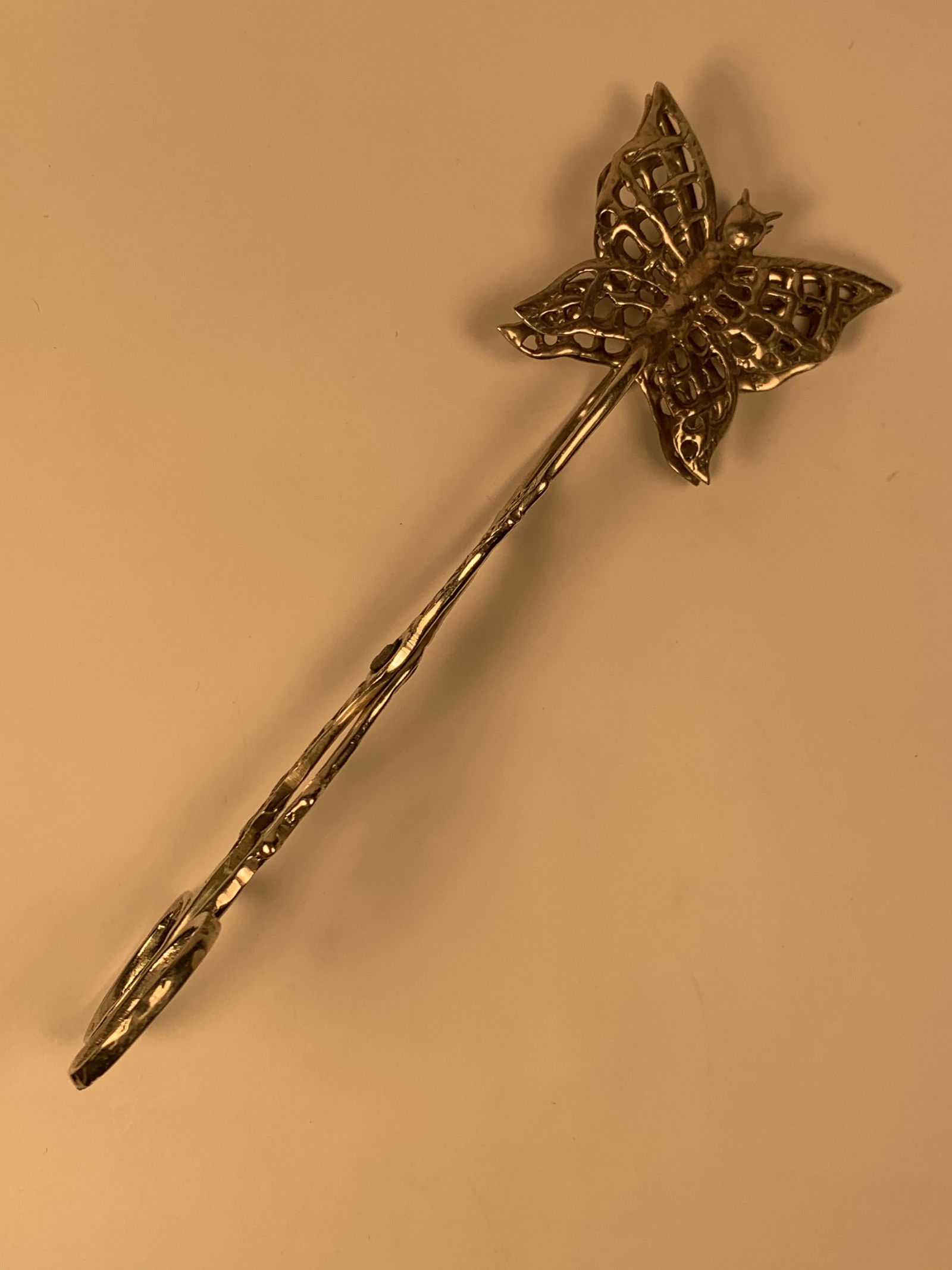 Butterfly Recast Sterling Silver Serving Tongs 7 1/4" (1 of 6)