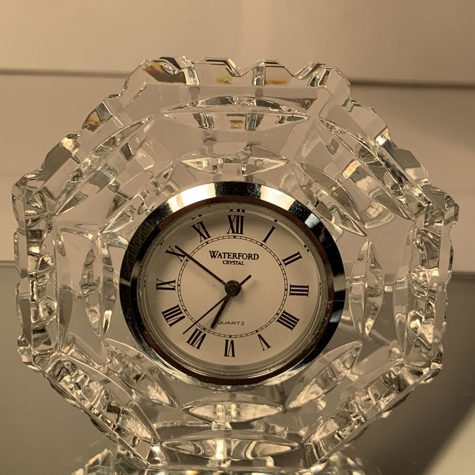 Fine Waterford Ireland Crystal 8 Side Clock 2 3/4" (1 of 7)