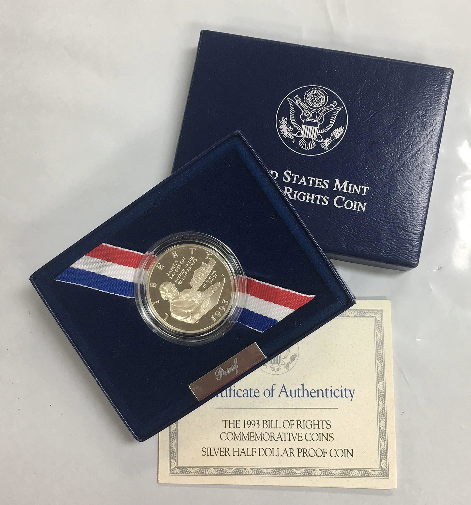 1993-S 50c Bill of Rights Commemorative Silver Half: 1993-S 50c Bill of Rights Commemorative Silver Half Dollar U.S. Mint OGP & COA