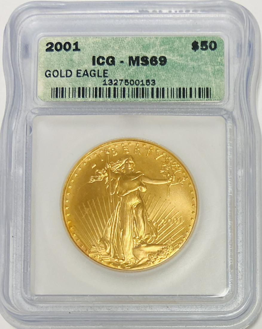 2001 $50 American Gold Eagle ICG MS69 1 oz Fine Gold (1 of 4)