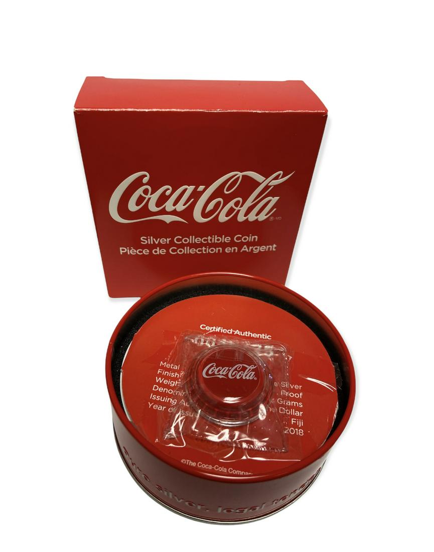 2018 Fiji $1 Coca-Cola Silver Dollar Proof with COA - 6: 2018 Fiji $1 Coca-Cola Silver Dollar Proof with COA - 6 gr. .999 Silver