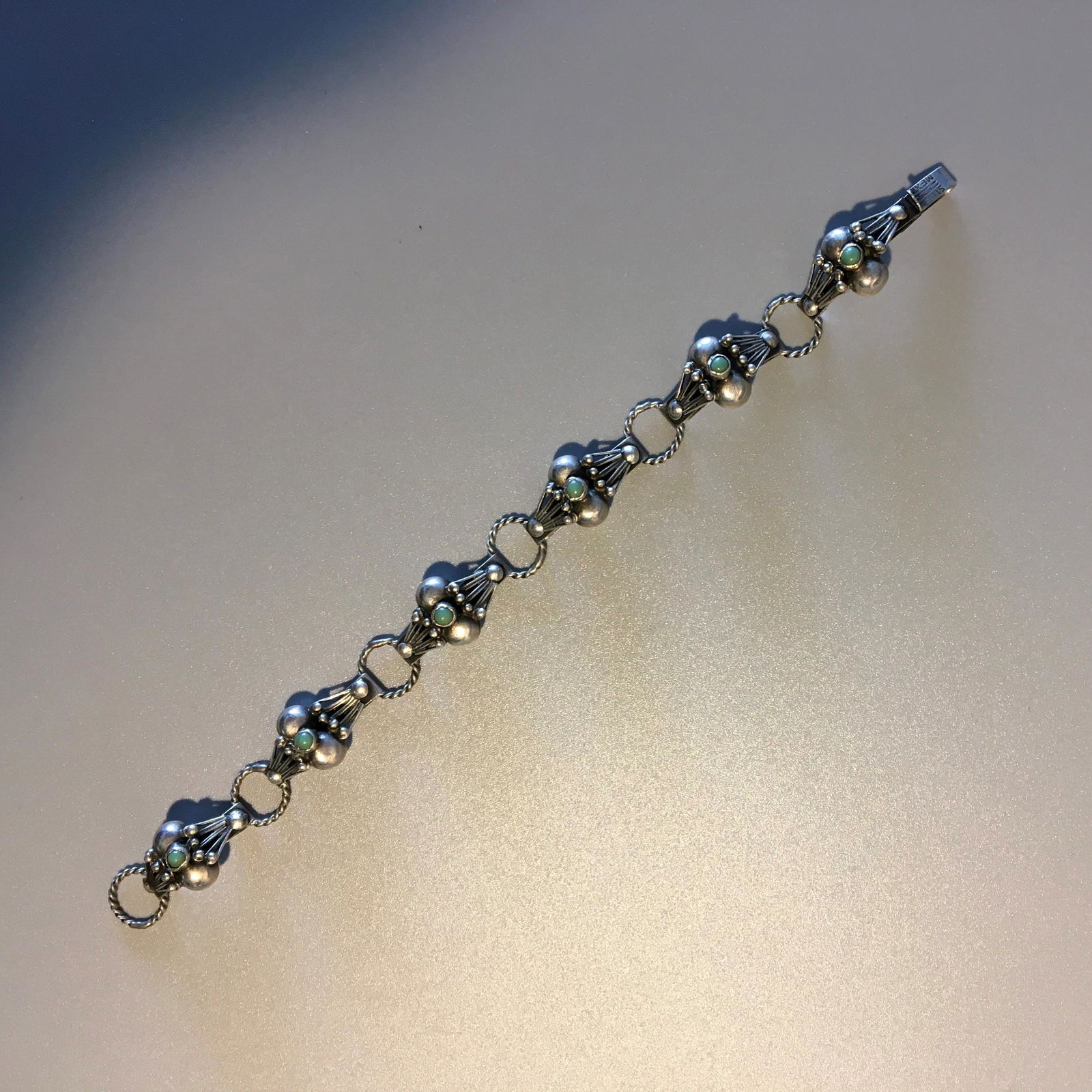 Sterling  Silver & Turquoise Link Bracelet Mexico (1 of 2)