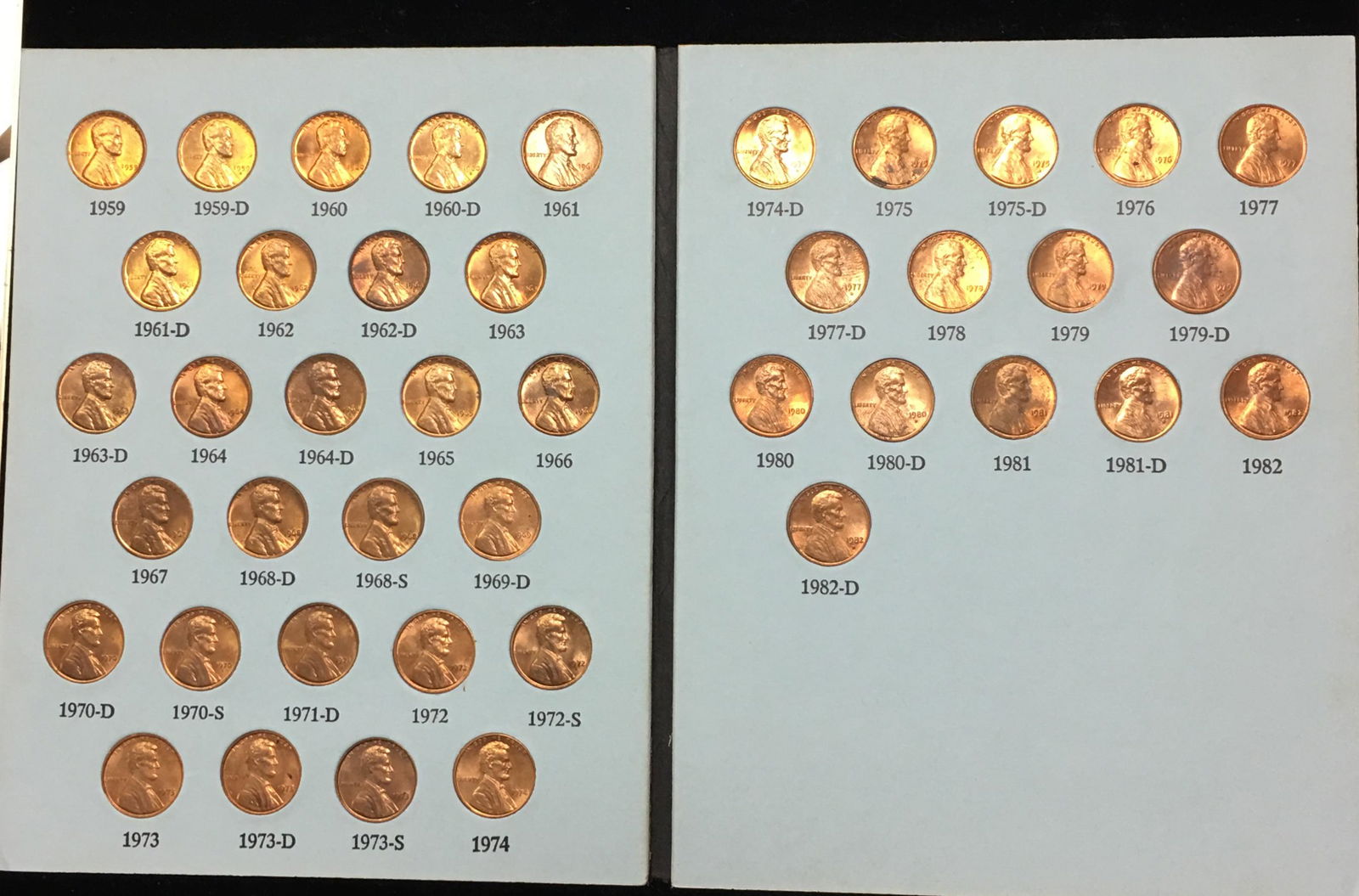 1959-1982 95% Copper & Only 5% Zinc Lincoln Memorial Collection Complete Date Set - Brilliant (1 of 4)