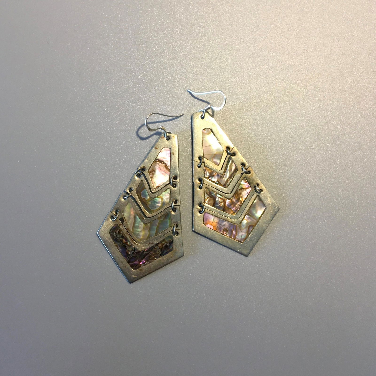 Sterling Silver & Abalone Pendant Earrings (1 of 2)