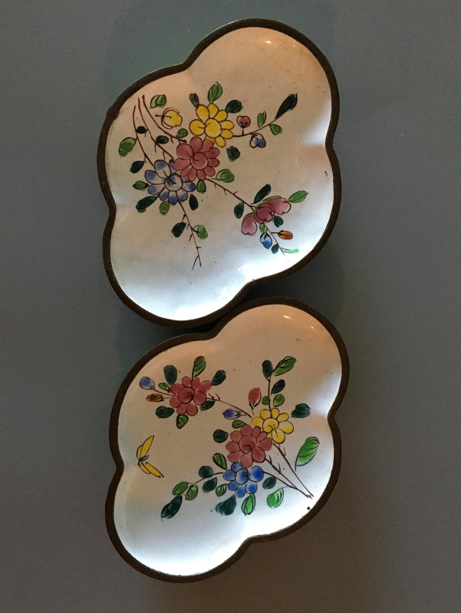 Chinese Hand Painted Miniature Trays Set of Two (1 of 2)