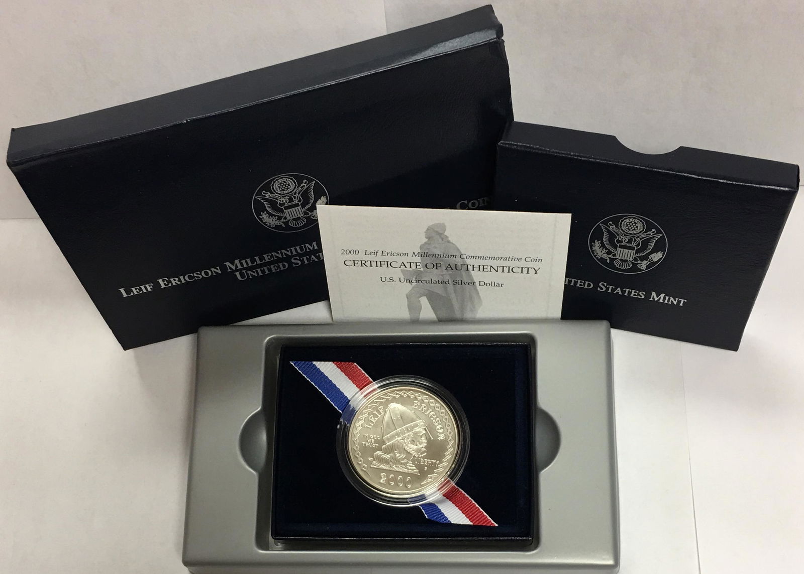 2000-P $1 Leif Ericson Millennium Commemorative Silver Dollar in OGP BU (1 of 5)