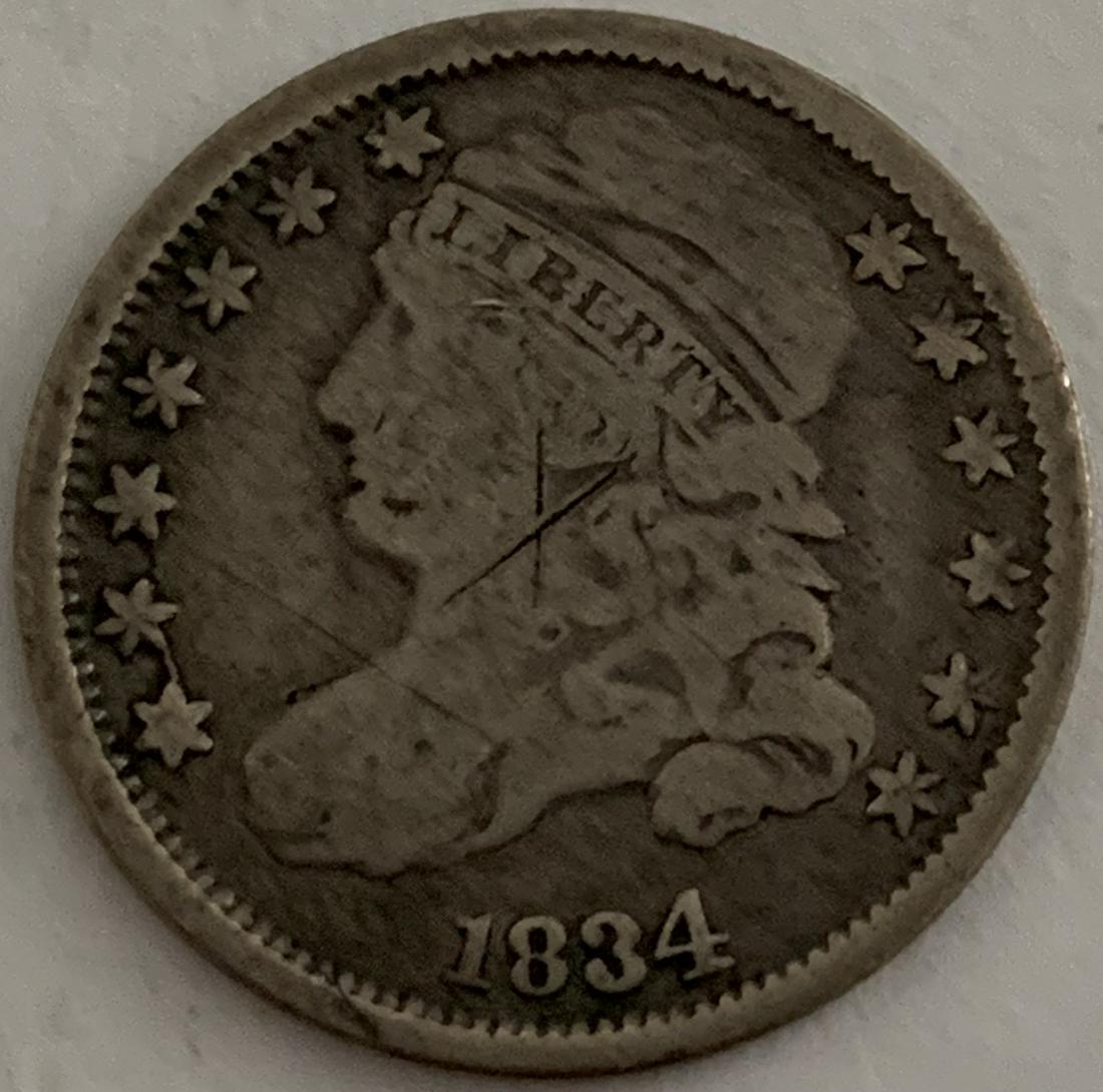 1834 10c Capped Bust Silver Dime Modified Large 4 VG (1 of 2)