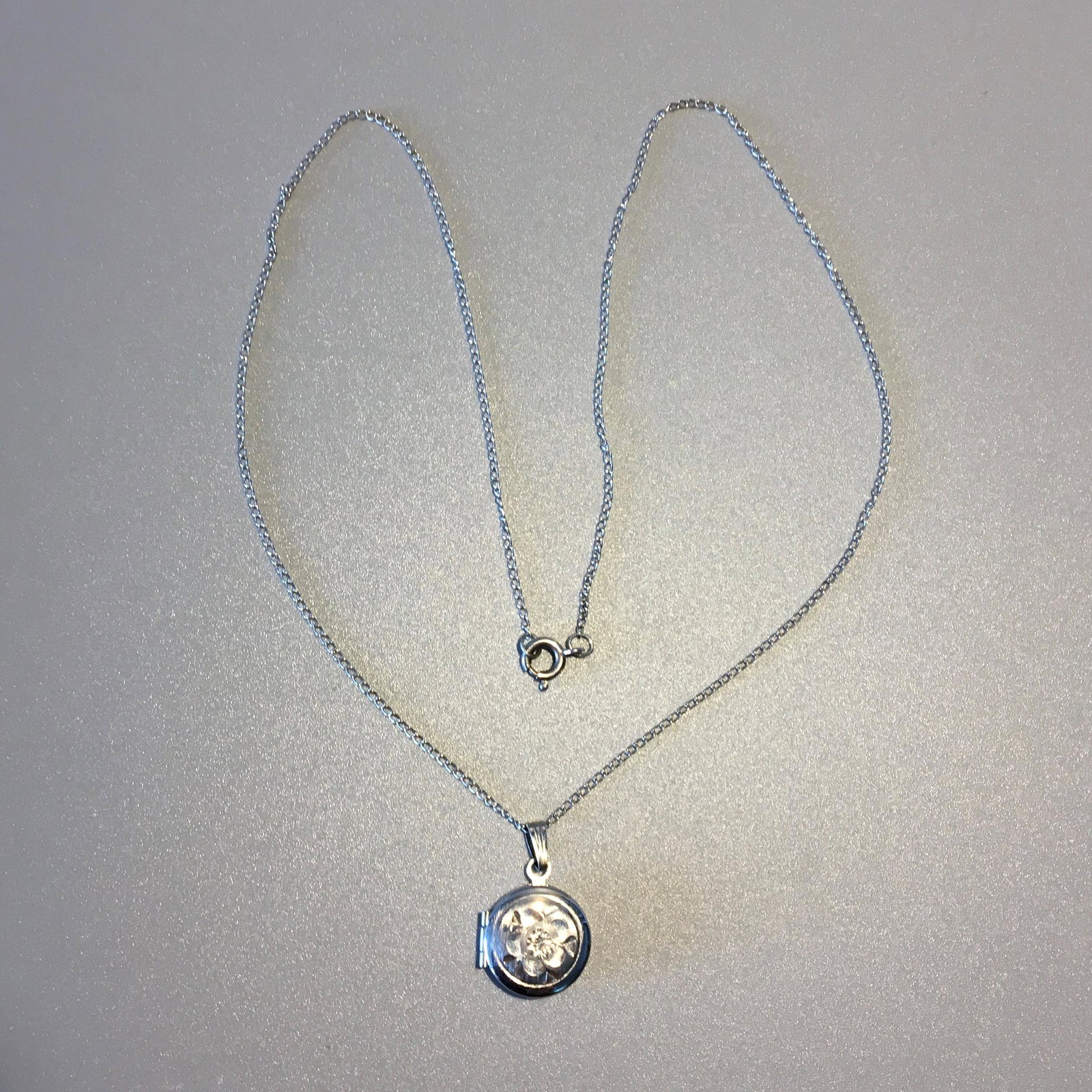 Sterling Silver Photo Locket: Sterling Silver Photo Locket, Marked SS on Silver Chain 9 in. long, 1.5 dwt.