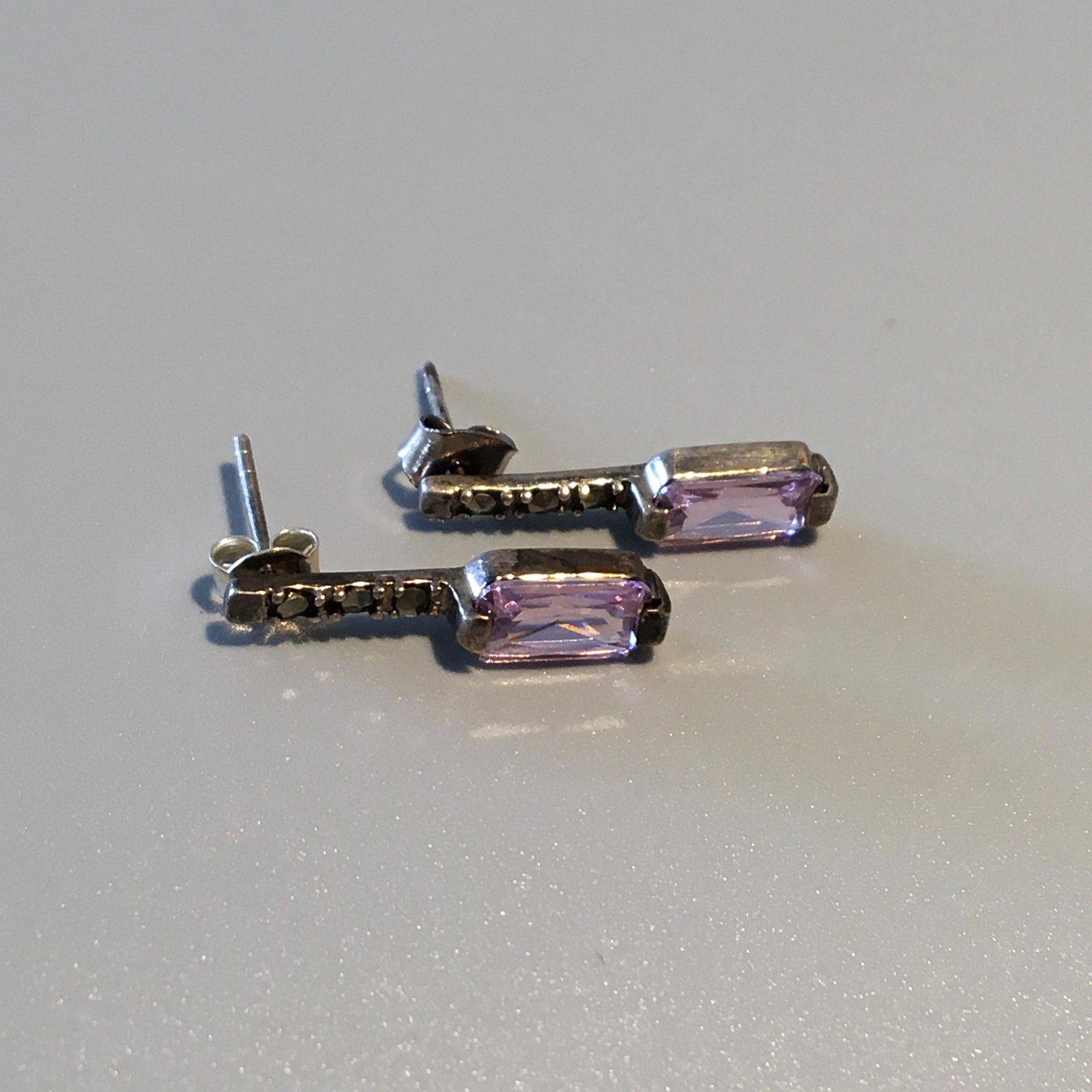 Silver, Topaz & Marcasite Earrings: Silver, Topaz & Marcasite Earrings, 3/4 in. each, 1.7 dwt.