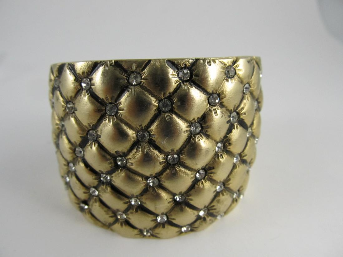 HEIDI DAUS VINTAGE WIDE OPEN CUFF BRACELET INSET CRYSTALS BRACELET 1 7/8" W V GOOD COND (1 of 6)