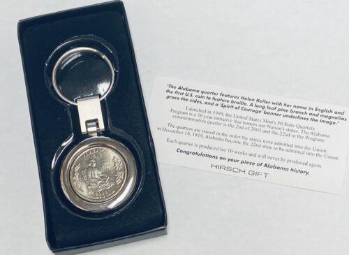 Helen Keller - 2003 Alabama State Quarter Keychain Florida Lions Eye Bank: Helen Keller - 2003 Alabama State Quarter Keychain Florida lions Eye Bank - The Alabama quarter features Helen Keller with her name in English and the first U.S. Coin to feature braille. A long leaf p