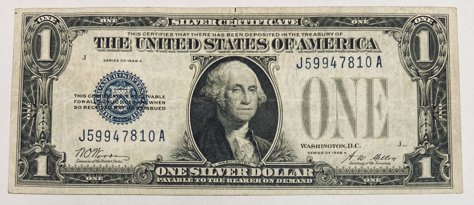 1928A $1 Silver Certificate Funny Back Sighed by Woods & Mellon FR #1601 (1 of 2)