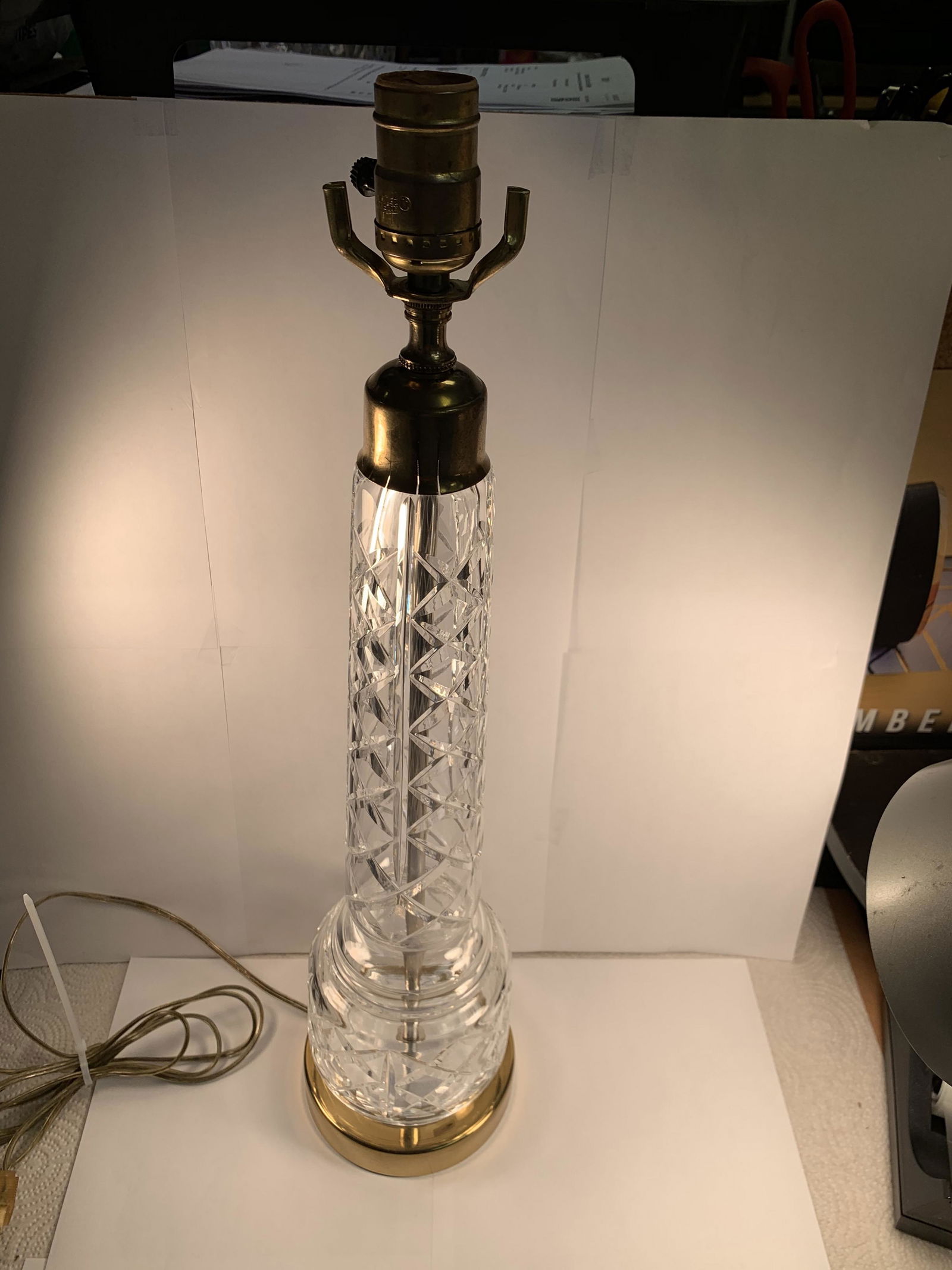 Waterford Crystal Column Lamp Fine Old Mark 21 1/2" V G Cond (1 of 7)