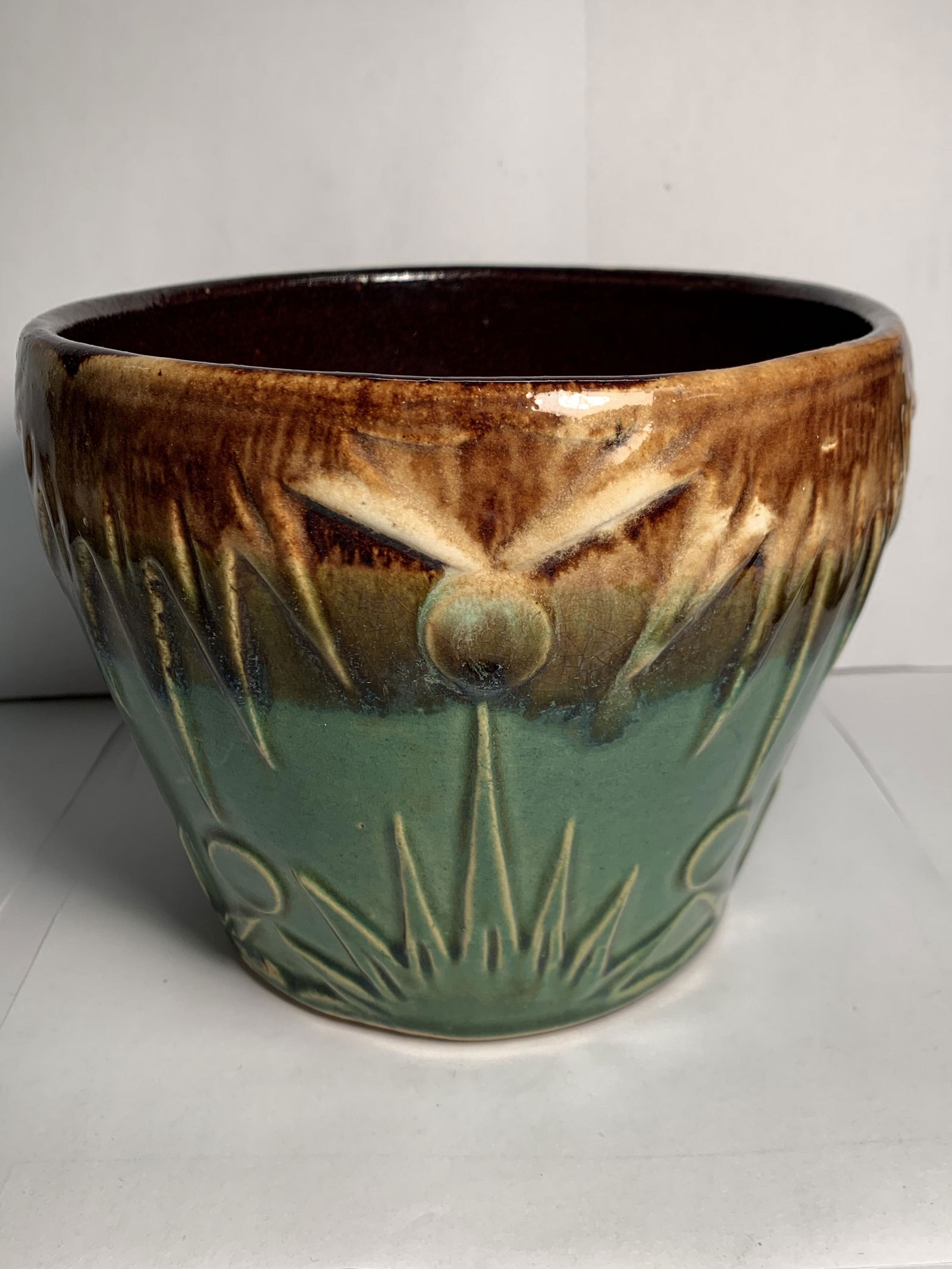 Sun & Moon Jardiniere Planter Roseville RRP Robinson Ransbottom # 1400 7" V Good Condition (1 of 8)