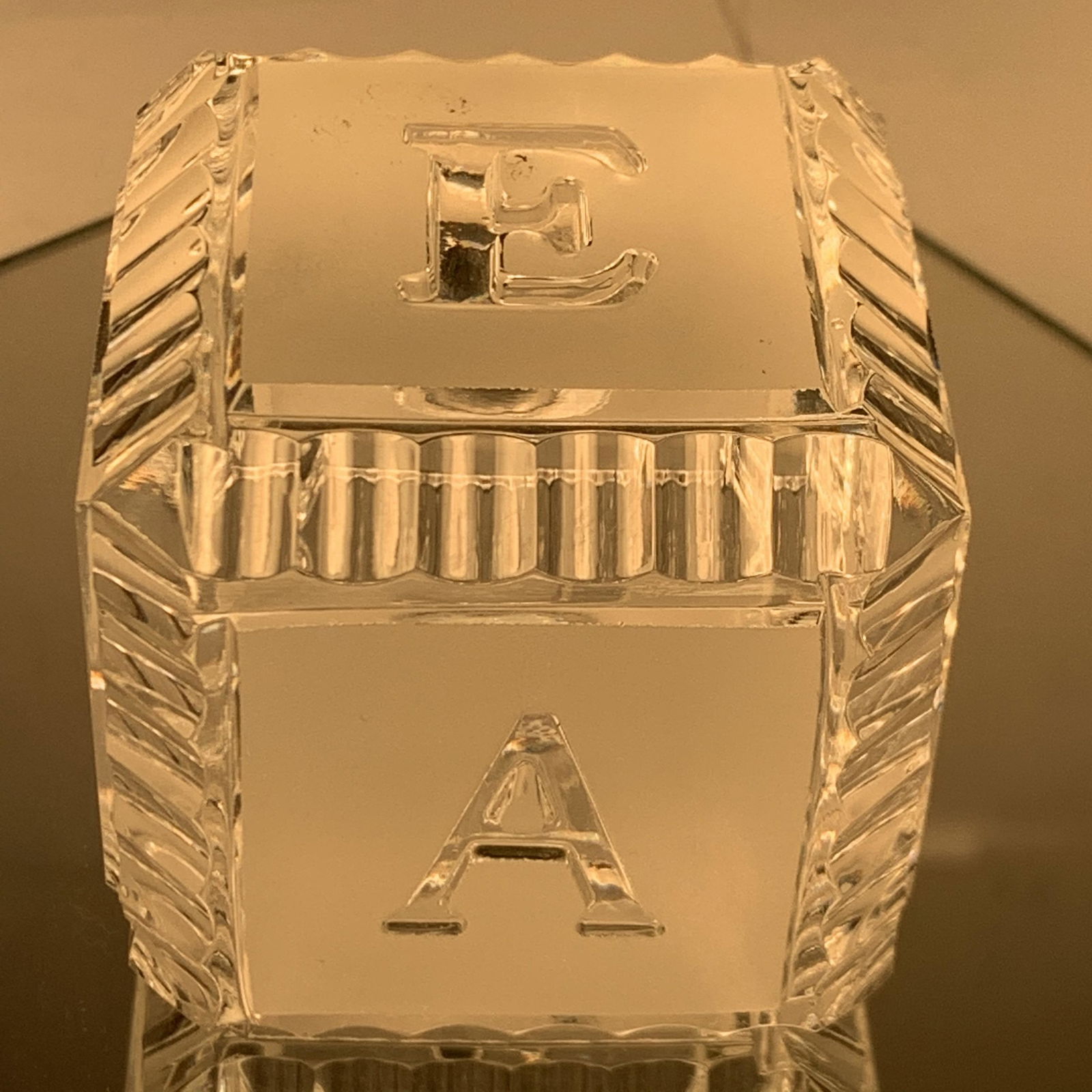 Waterford Crystal Cube Alphabet Block Paperweight 2 1/8" All Dimensions Xlnt Cond (1 of 5)