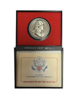 1973 Washington Before Boston Medal US Mint America\'s First Medals Series Pewter Medal Uncirculated: 1973 Washington Before Boston Medal US Mint America\'s First Medals Series Pewter Medal Uncirculated