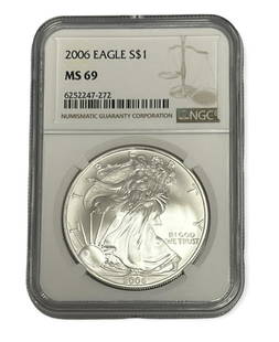 2006 $1 American Silver Eagle NGC MS69: 2006 $1 American Silver Eagle NGC MS69