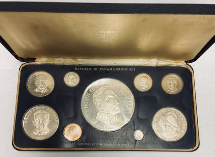 1976 Republic of Panama Proof Set Franklin Mint. As minted by the Franklin Mint: 1976 Republic of Panama Proof Set Franklin Mint. As minted by the Franklin Mint and issued under authority of the Government of Panama, this set has an Actual Silver Weight (ASW) of 5.6566 ounces of