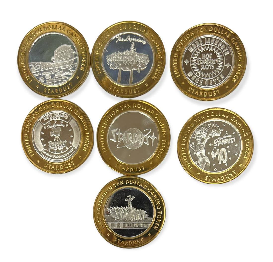 Lot of 7 -  The Legendary Stardust Las Vegas $10 Casino Limited Edition  .999 Fine Silver Gaming (1 of 4)