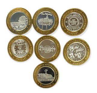 Lot of 7 -  The Legendary Stardust Las Vegas $10 Casino Limited Edition  .999 Fine Silver Gaming: Lot of 7 - The Legendary Stardust Las Vegas $10 Casino Limited Edition .999 Fine Silver Gaming Tokens