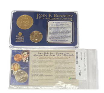 Lot of 2 Presidential Sets - J. Kennedy 50th Anniversary Coin Set & Incredible Facts Connecting A.: Lot of 2 Presidential Sets - J. Kennedy 50th Anniversary Coin Set American Mint Limited Edition & Incredible Facts Connecting A. Lincoln & J. Kennedy