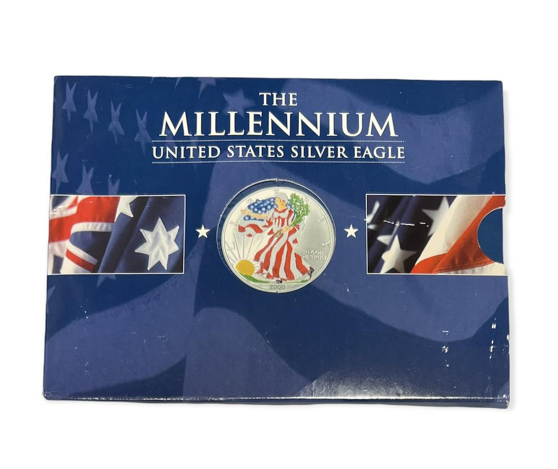 2000 The Millennium United States Silver Eagle Colorized BU 1 oz .999 Silver (1 of 4)