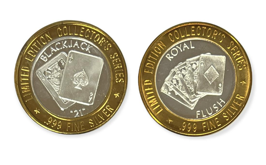 Lot of 2 - 1996 Grand Casino - Black Jack "21" & Royal Flush Limited Edition Collector's Series (1 of 2)